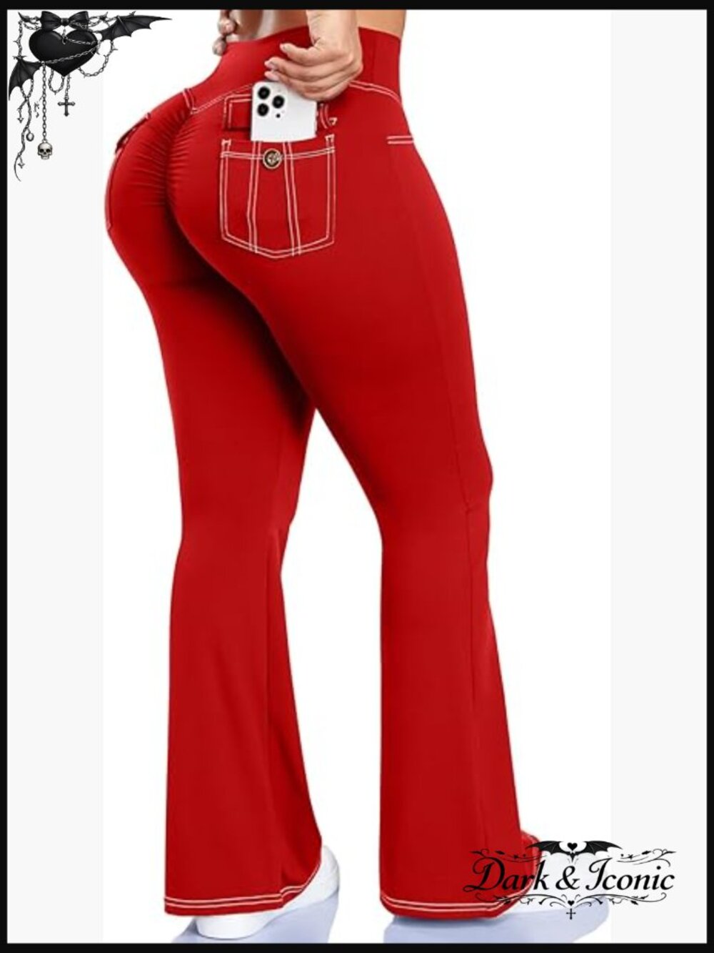 Mid-Rise Scrunch Bootcut Flare Leggings with Cargo Pockets